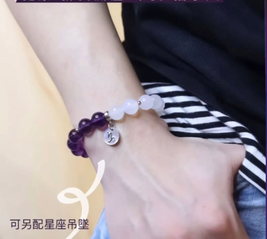 紫水晶.白瑪瑙手串-