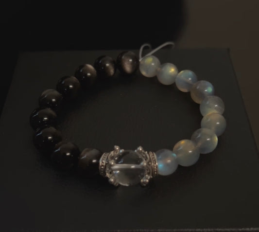 月光石.銀曜石.白水晶
